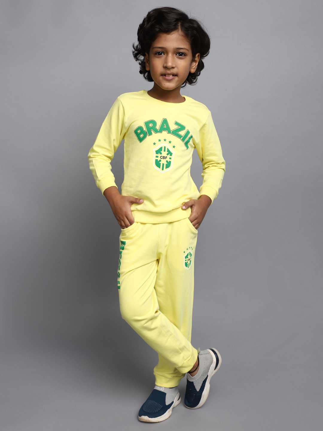 

V-Mart Boys Typography Printed Sweatshirt With Trouser, Yellow