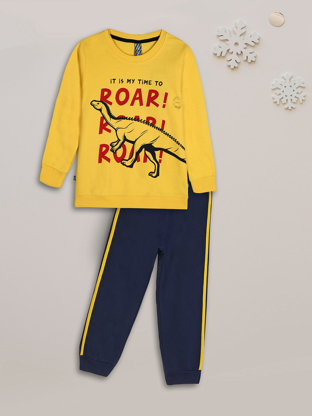 

V-Mart Boys Printed T-shirt with Joggers, Yellow