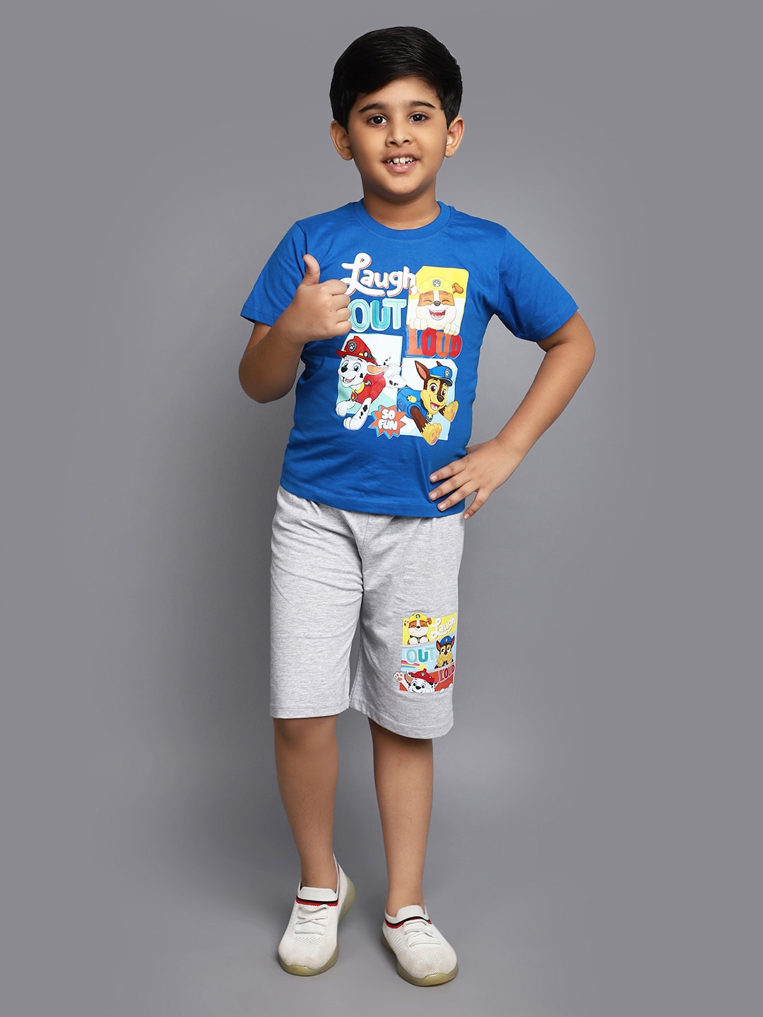 

V-Mart Boys Printed T-shirt With Shorts, Blue