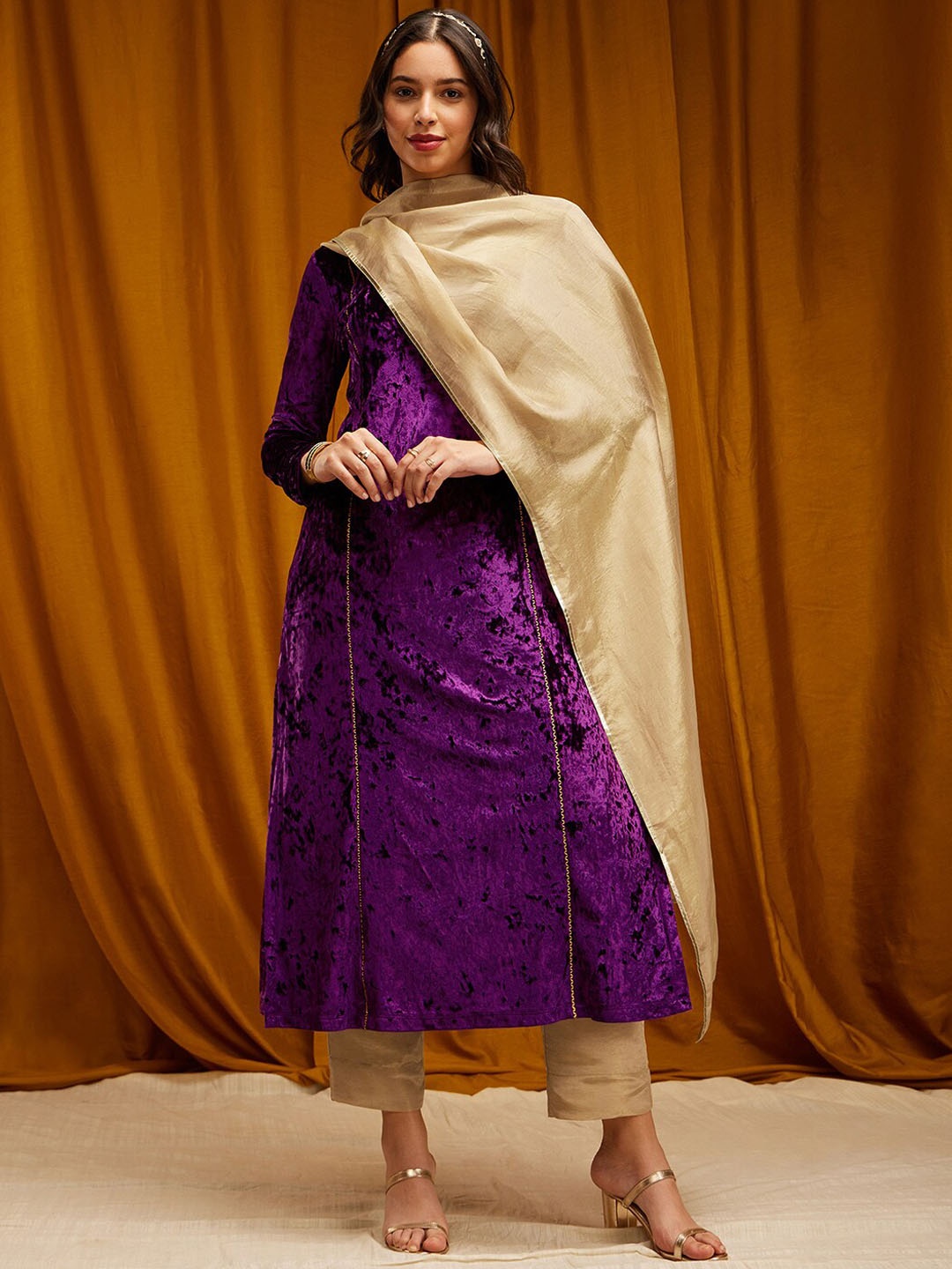

Pink Fort Velvet Anarkali Kurta, Purple