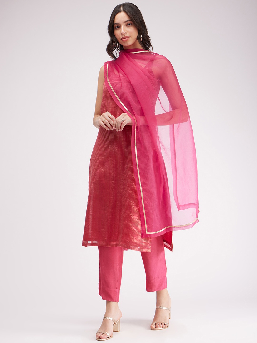 

Pink Fort Gotta Patti Organza Dupatta