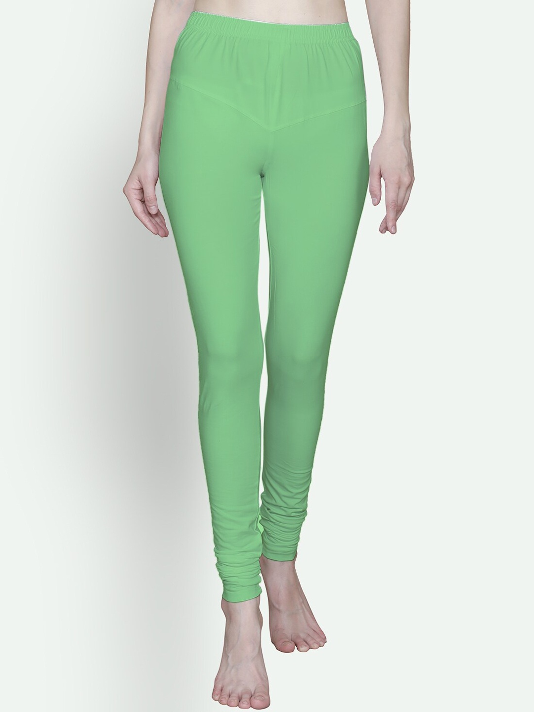 

T.T. Bio Washed Ultra Soft Churidar Length Leggings, Green