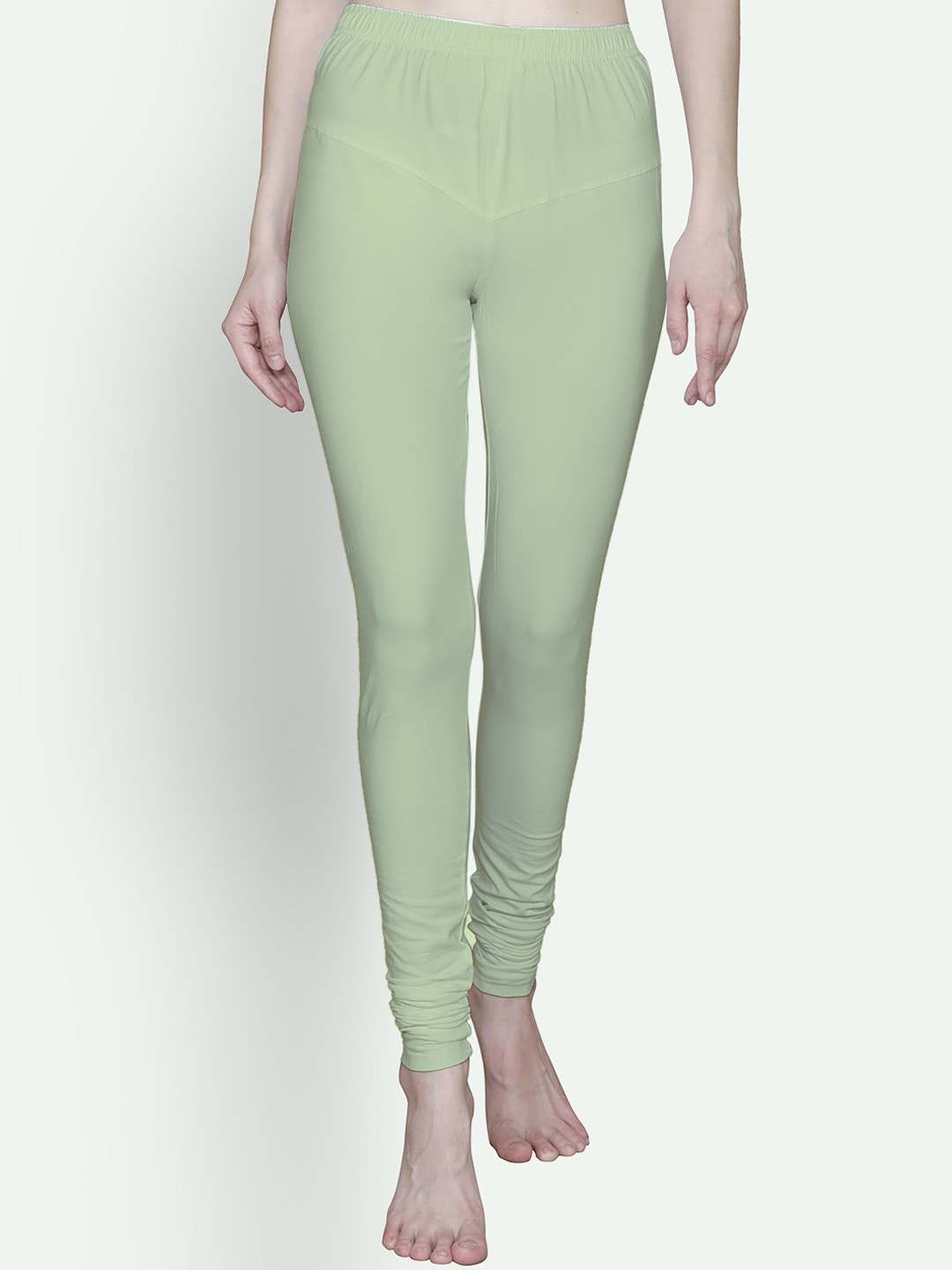 

T.T. Bio Washed Ultra Soft Churidar Length Leggings, Green