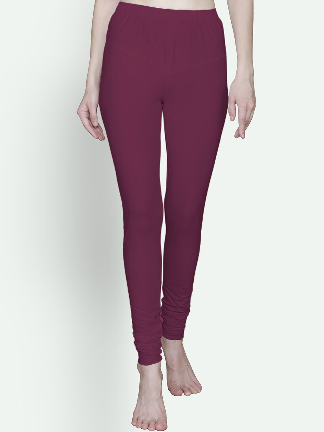 

T.T. Bio Washed Cotton Lycra Churidar Length Leggings, Maroon