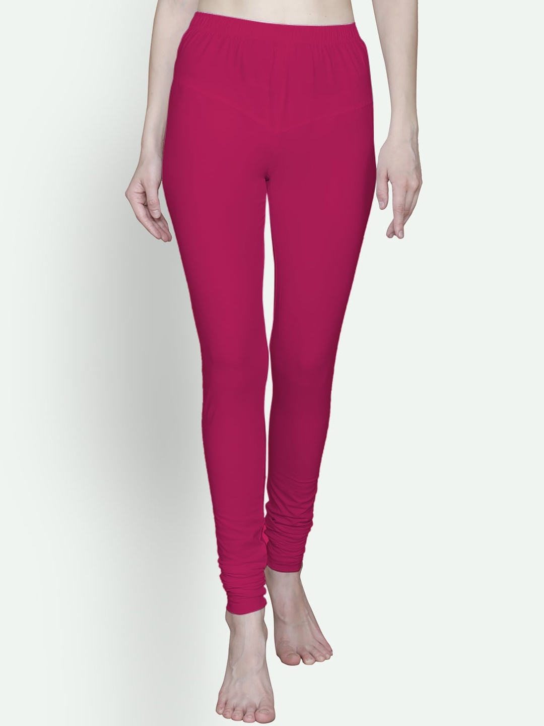 

T.T. Bio Washed Cotton Lycra Churidar Length Leggings, Magenta