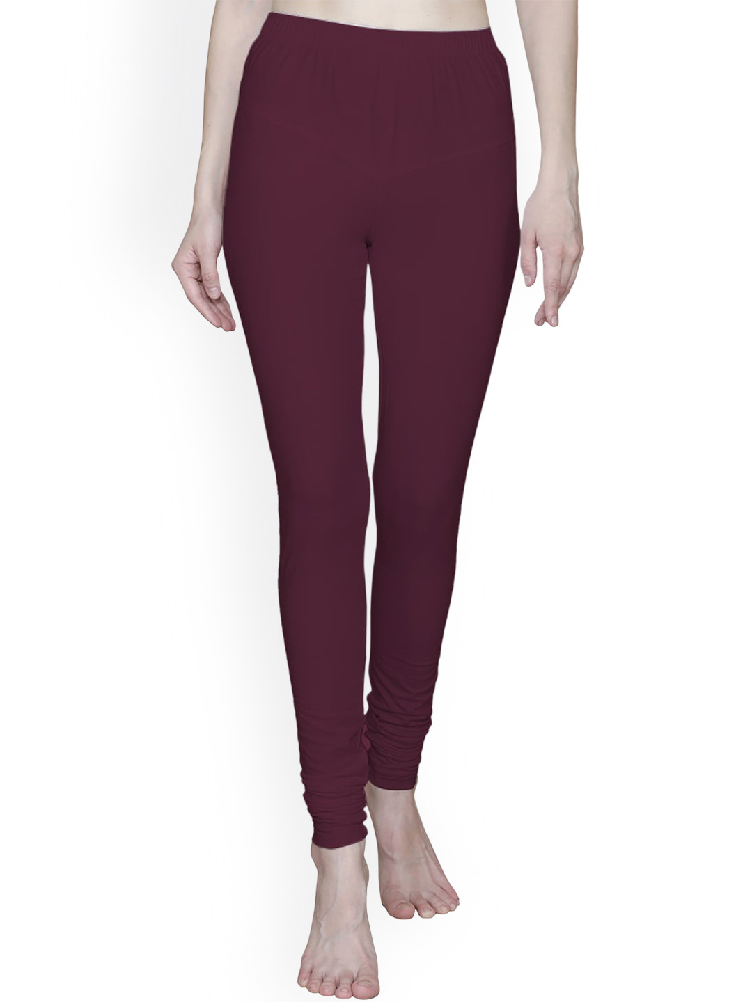

T.T. Bio Wash Cotton Lycra Churidar Length Leggings, Maroon