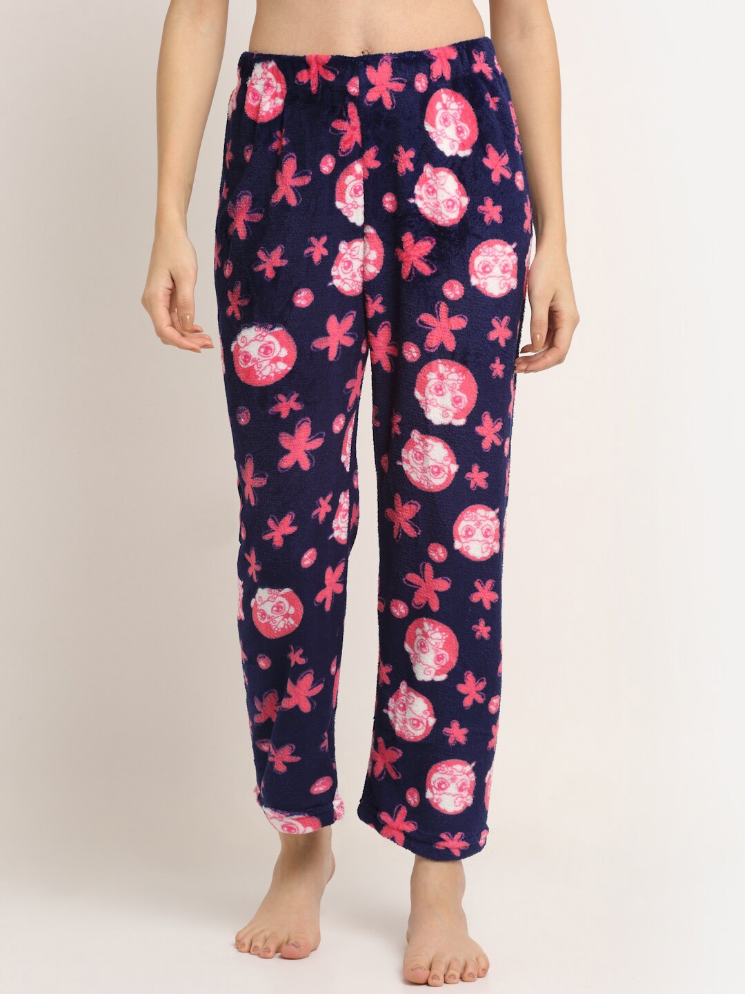 

NEUDIS Mid-Rise Printed Fleece Lounge Pant, Navy blue