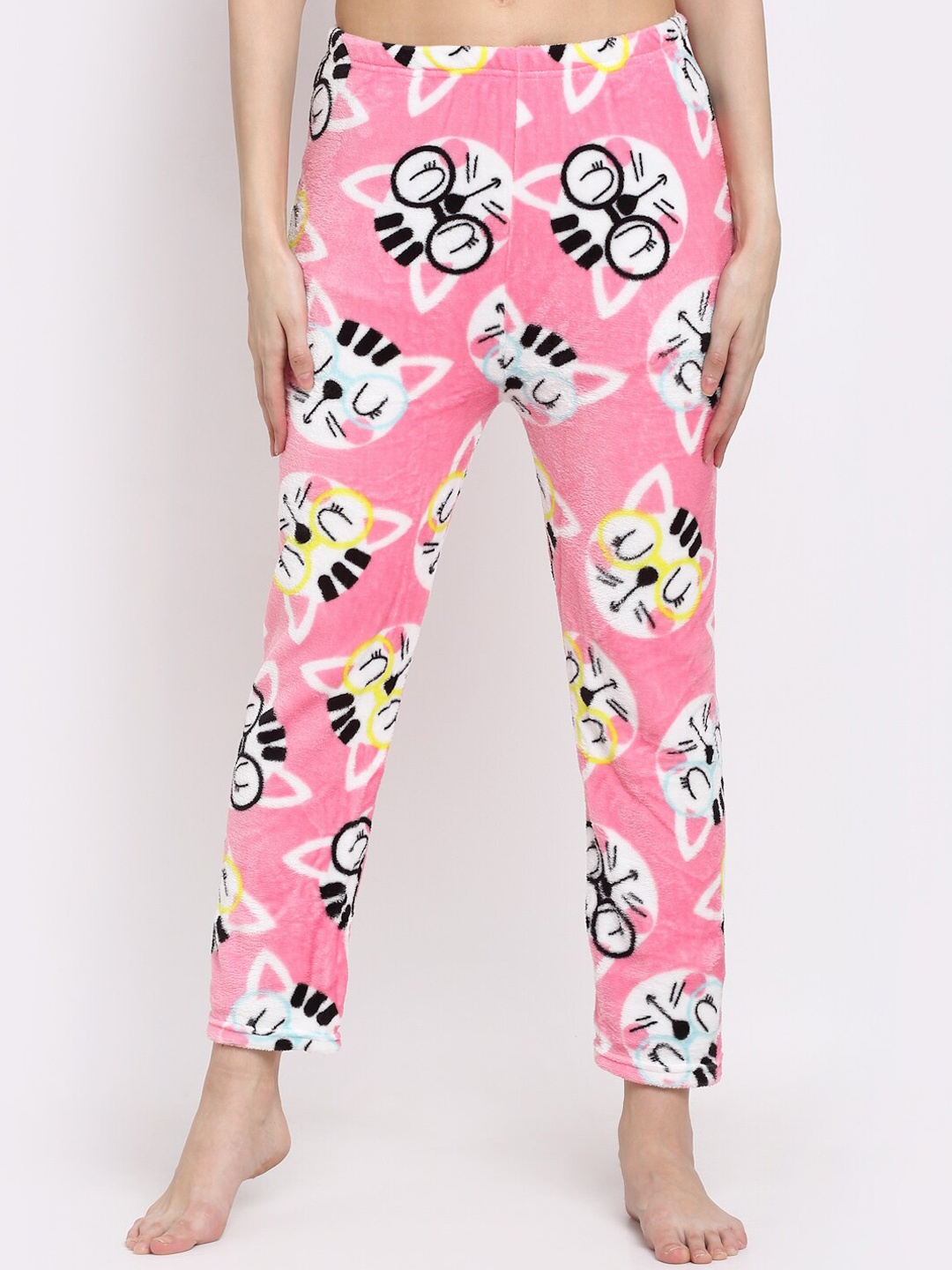 

NEUDIS Women Printed Fleece Lounge Pants, Pink