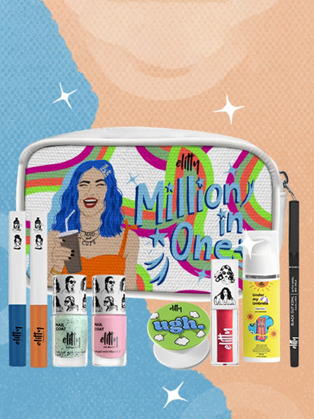 

Elitty Million In One Set Of 7 Complete Makeup Gift Kit With Pouch- 600gm, Pink