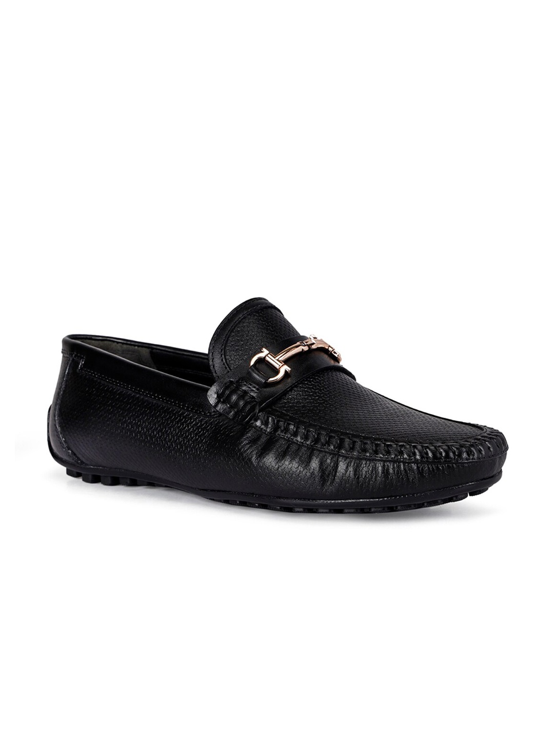 

ROSSO BRUNELLO Men Leather Formal Horsebit Loafers, Black