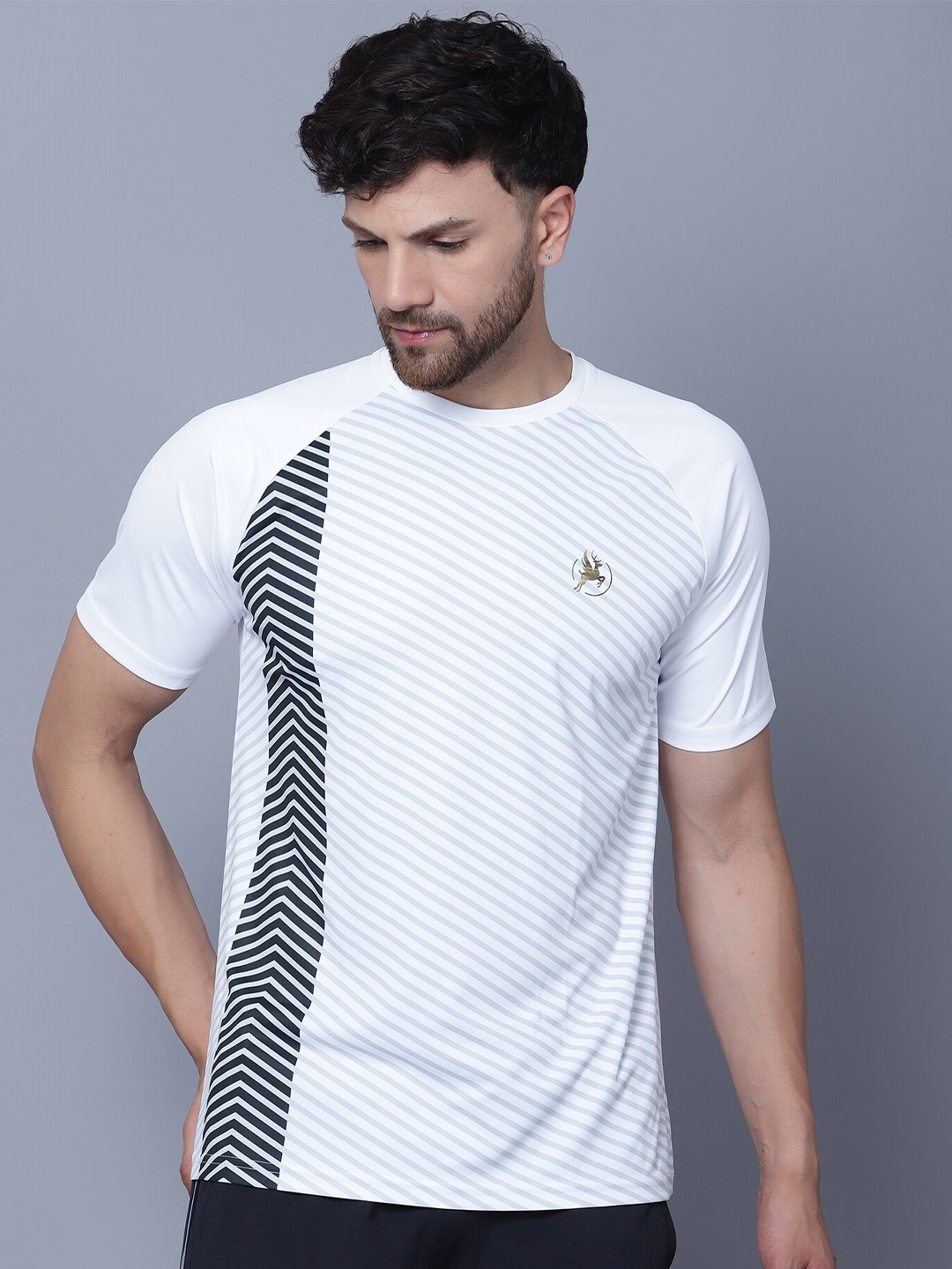 

Trenz Striped Raglan Sleeves T-Shirt, White