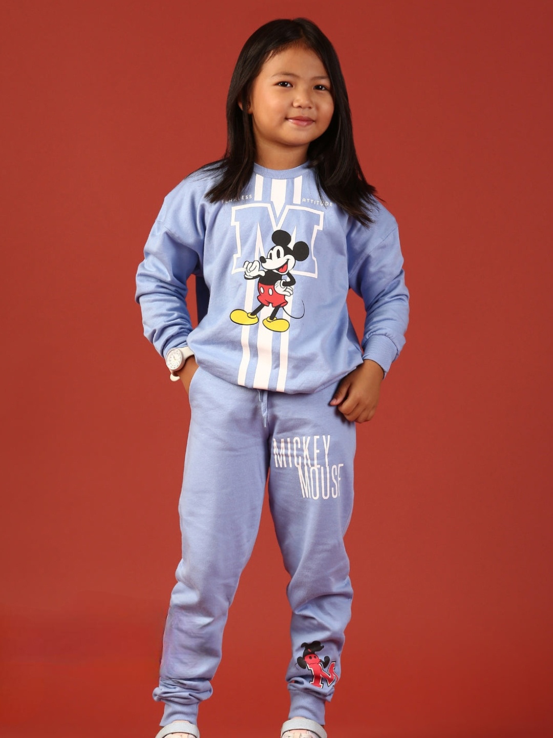 

Nap Chief Kids Mickey Mouse Printed Sweatshirt with Joggers Set, Blue