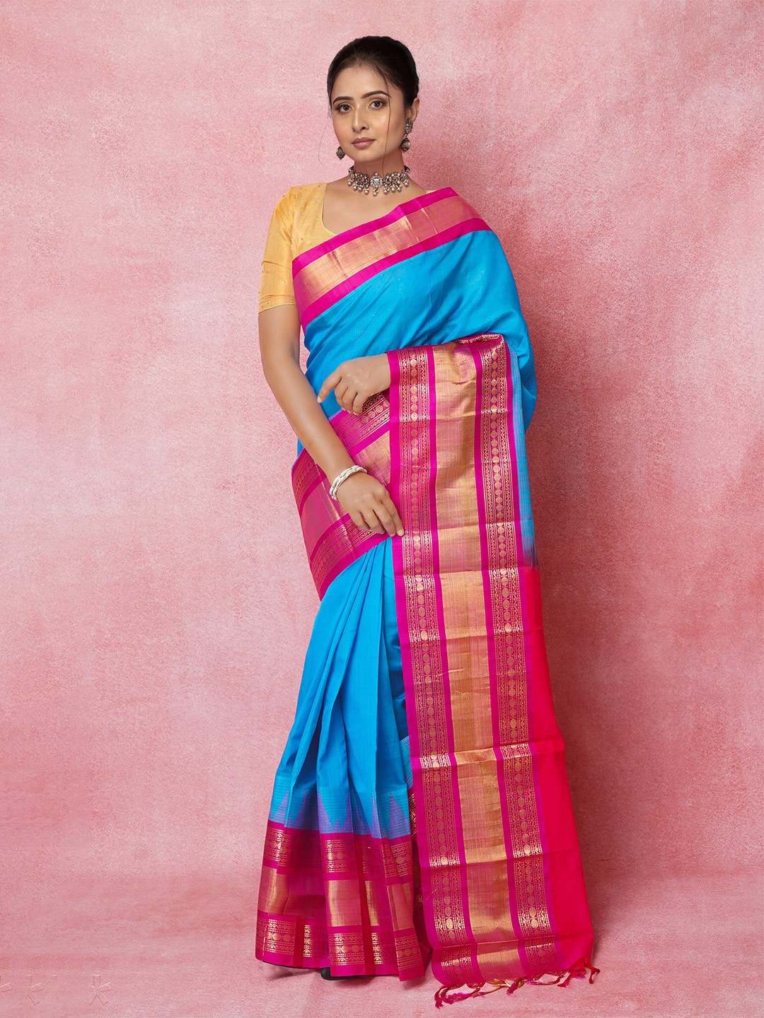 

Unnati Silks Woven Design Pure Silk Handloom Kanjeevaram Saree, Blue