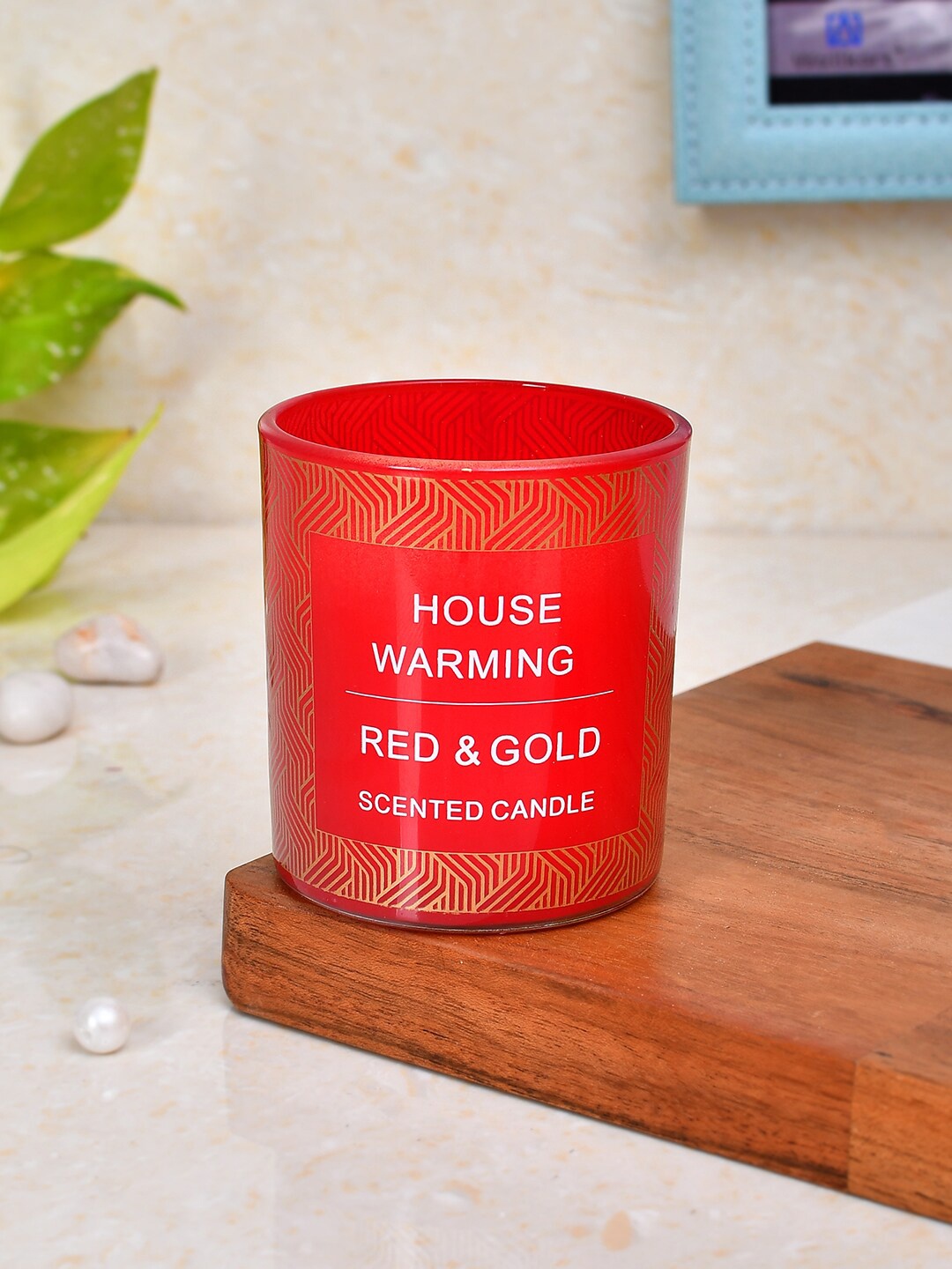 

TAYHAA Red & Gold Printed Cylindrical Scented Candle