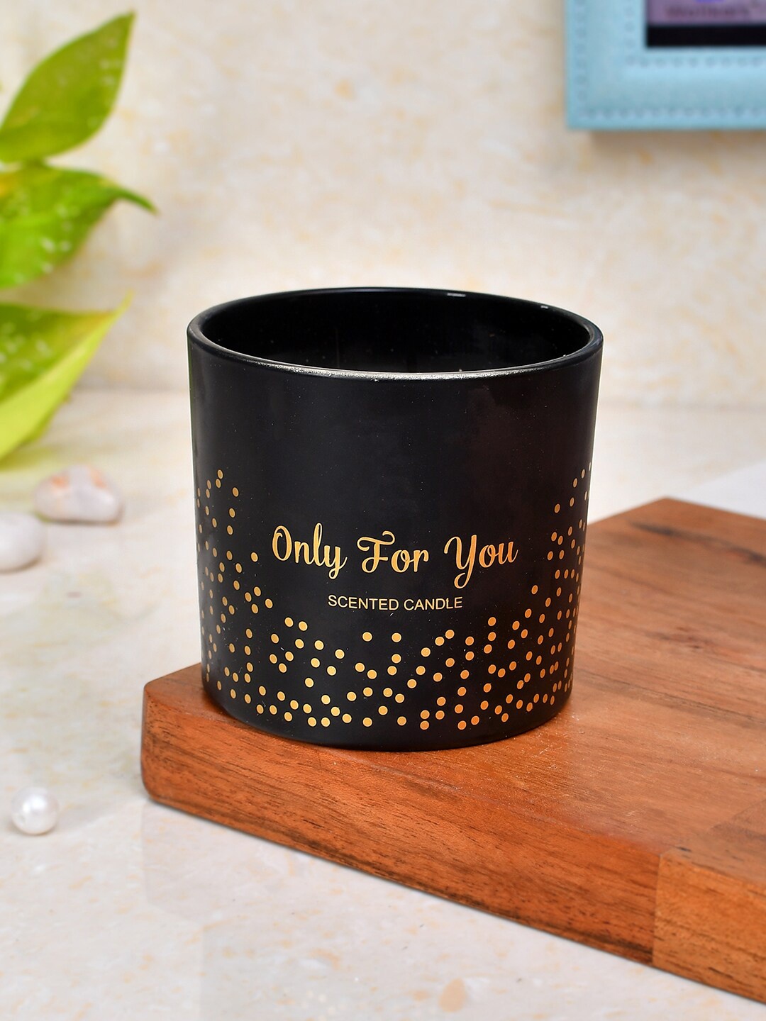 

TAYHAA Black Printed Scented Candle With Jar