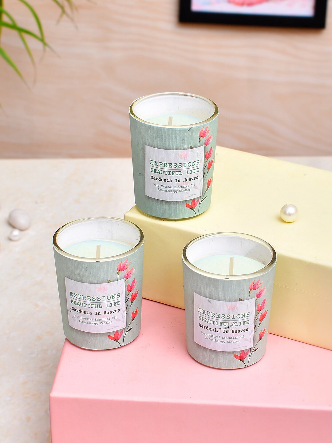 

TAYHAA Green 3 Pieces Aroma Fusion Illuminated Candle With Jar