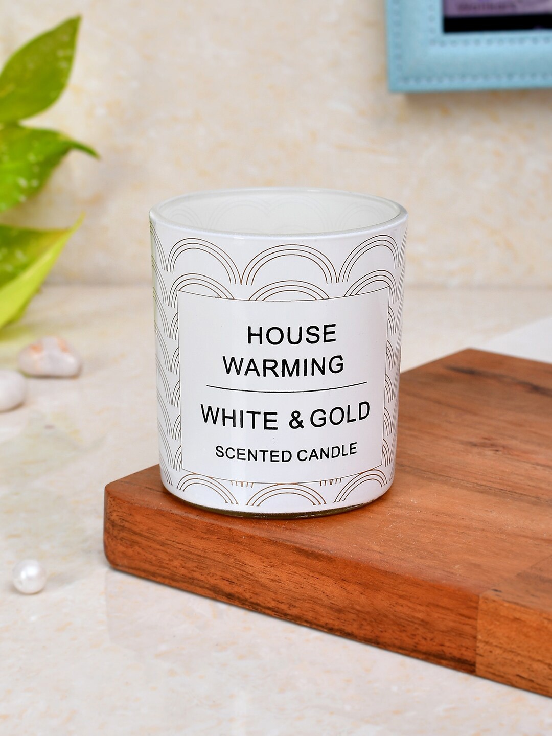 

TAYHAA House Warming White & Beige Scented Wax Candle With Jar
