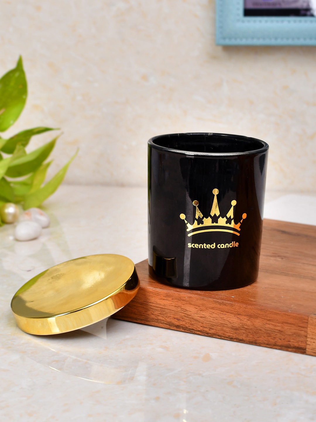 

TAYHAA Black & Gold-Toned Scented Candle With Jar & Lid