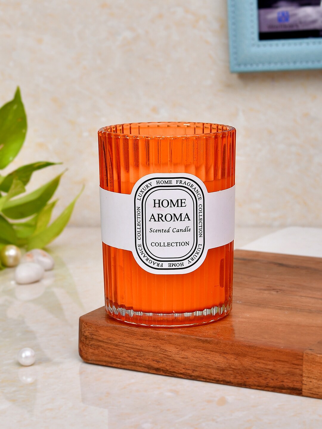 

TAYHAA Orange Textured Home Aroma Scented Candle With Jar