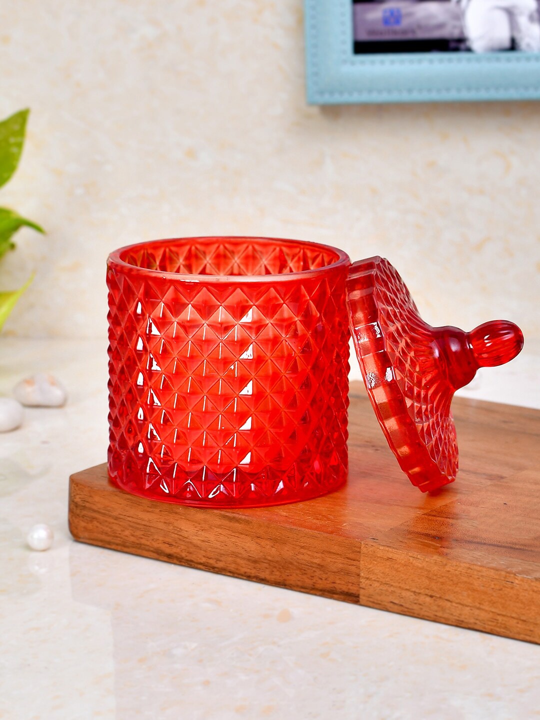 

TAYHAA Red Textured Aura Scented Candle With Jar & Lid