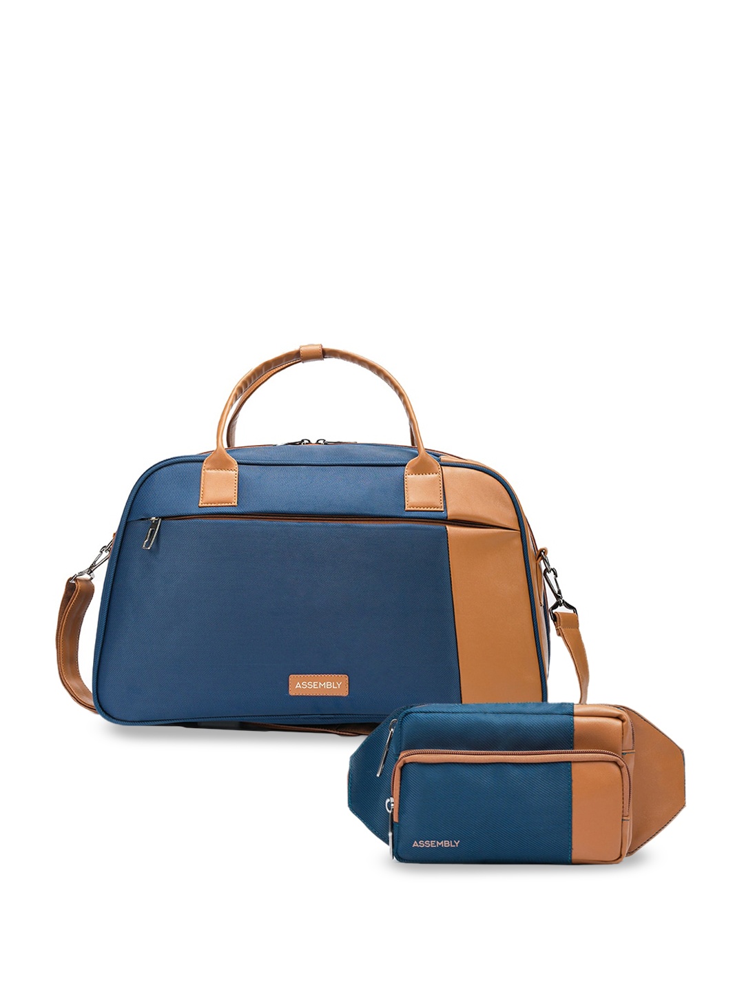 

Assembly Colourblocked Duffle Bag With Fanny Bag, Blue