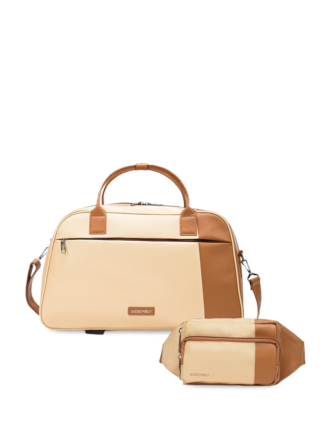 

Assembly Unisex Colourblocked Duffel Bag With Fanny Bag, Beige