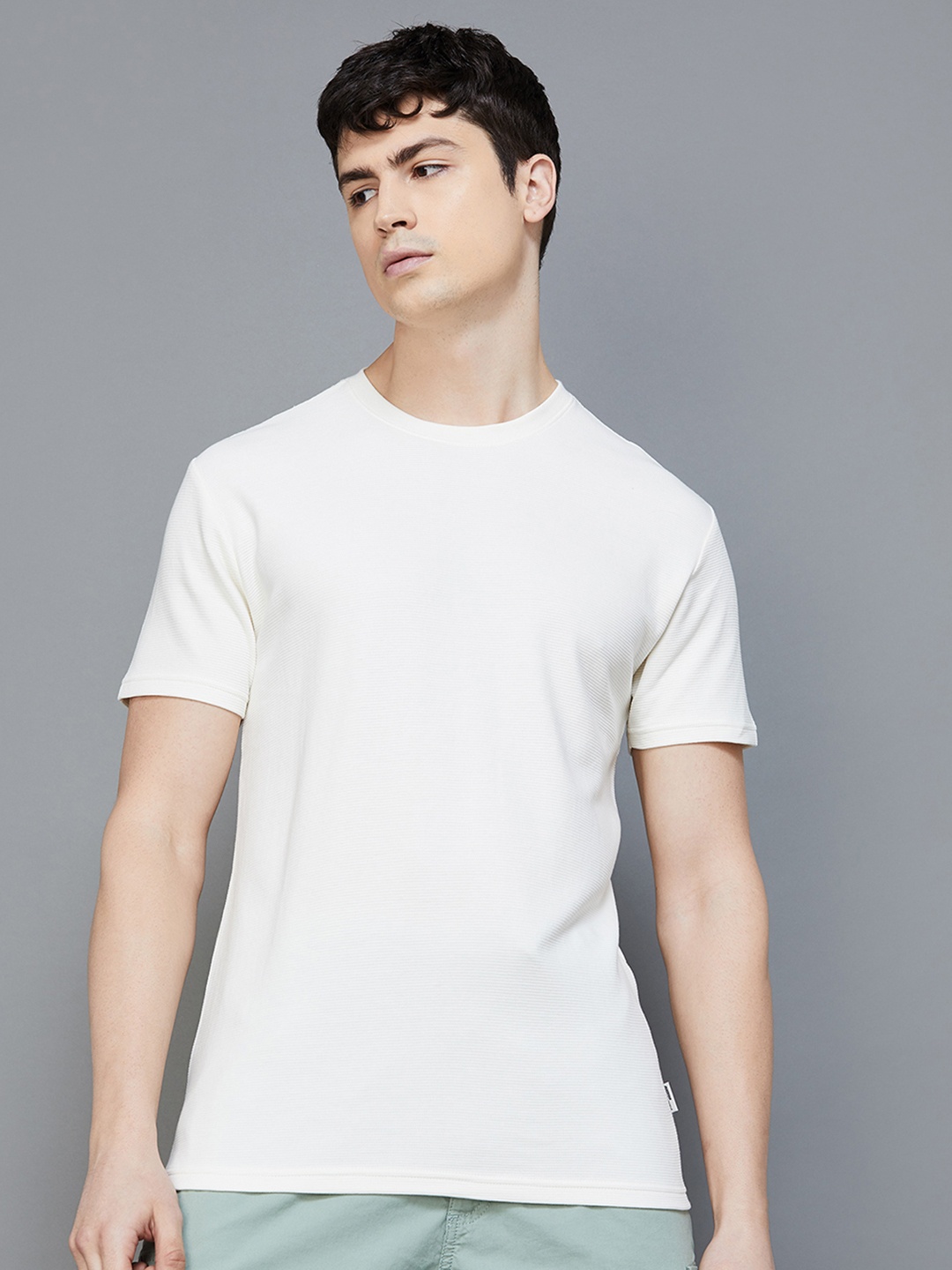 

Fame Forever by Lifestyle Cotton Casual T-shirt, Off white