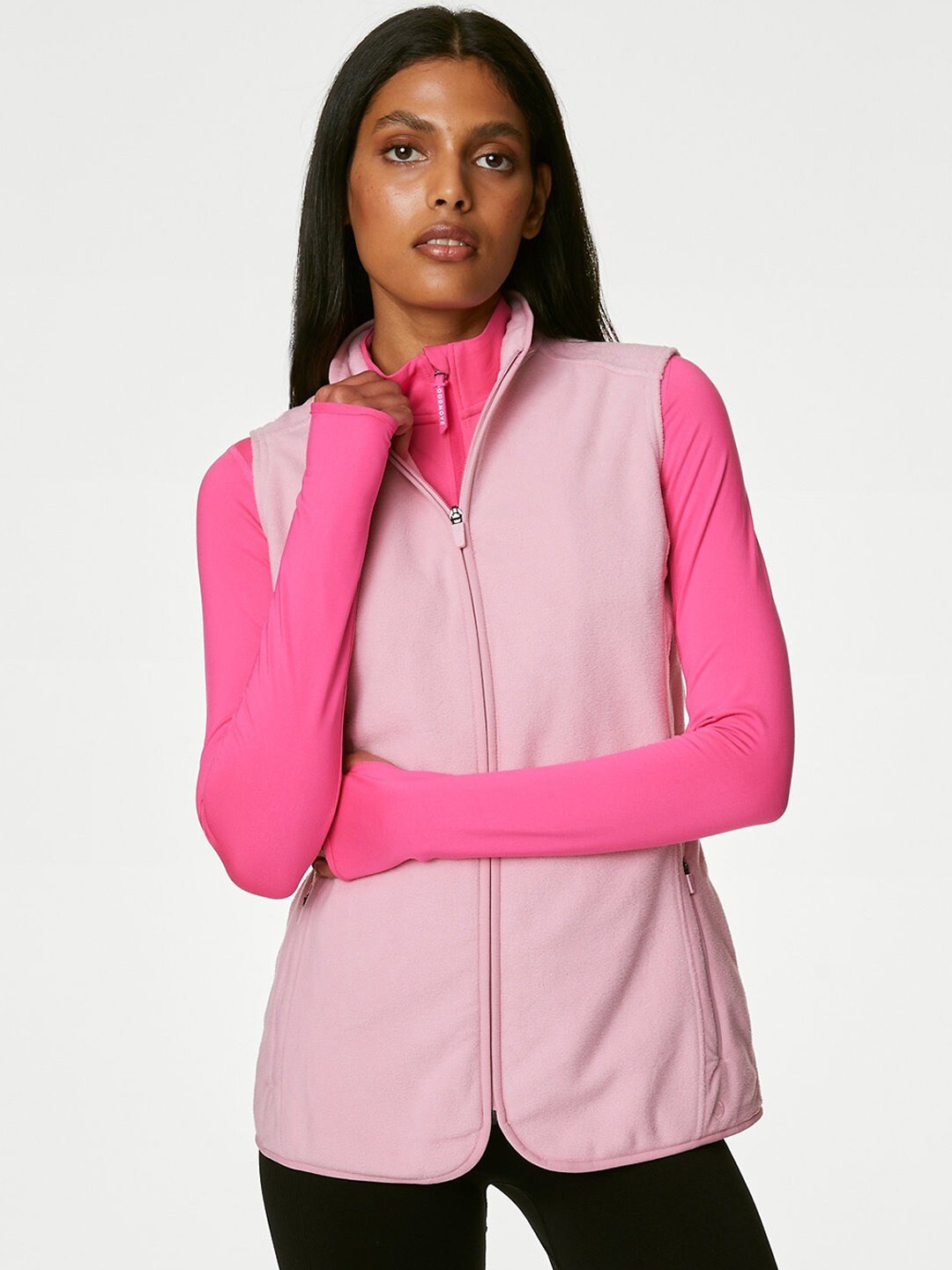 

Marks & Spencer Stand Collar Sleeveless Tailored Jacket, Pink