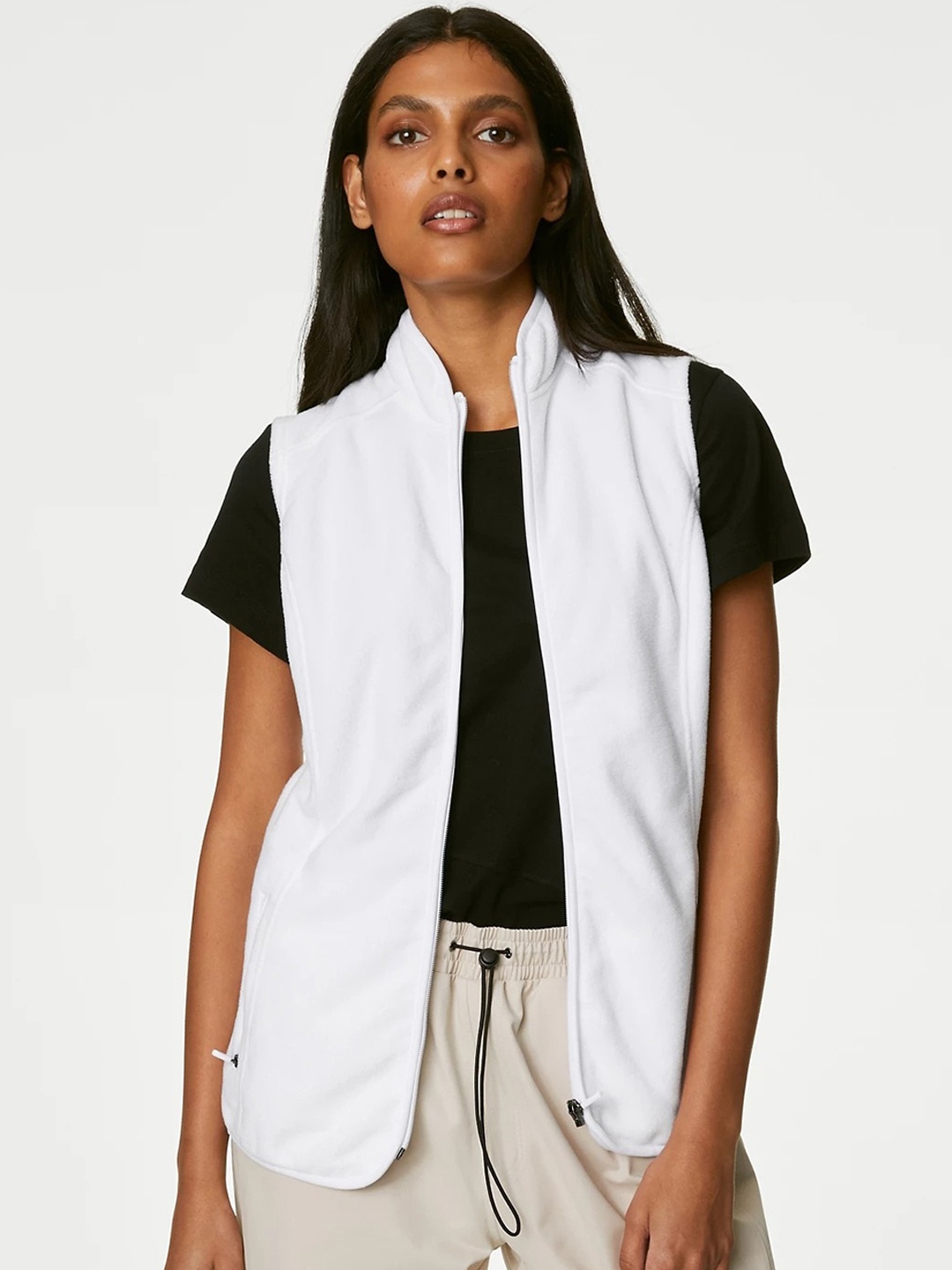 

Marks & Spencer Stand Collar Sleeveless Tailored Jacket, White