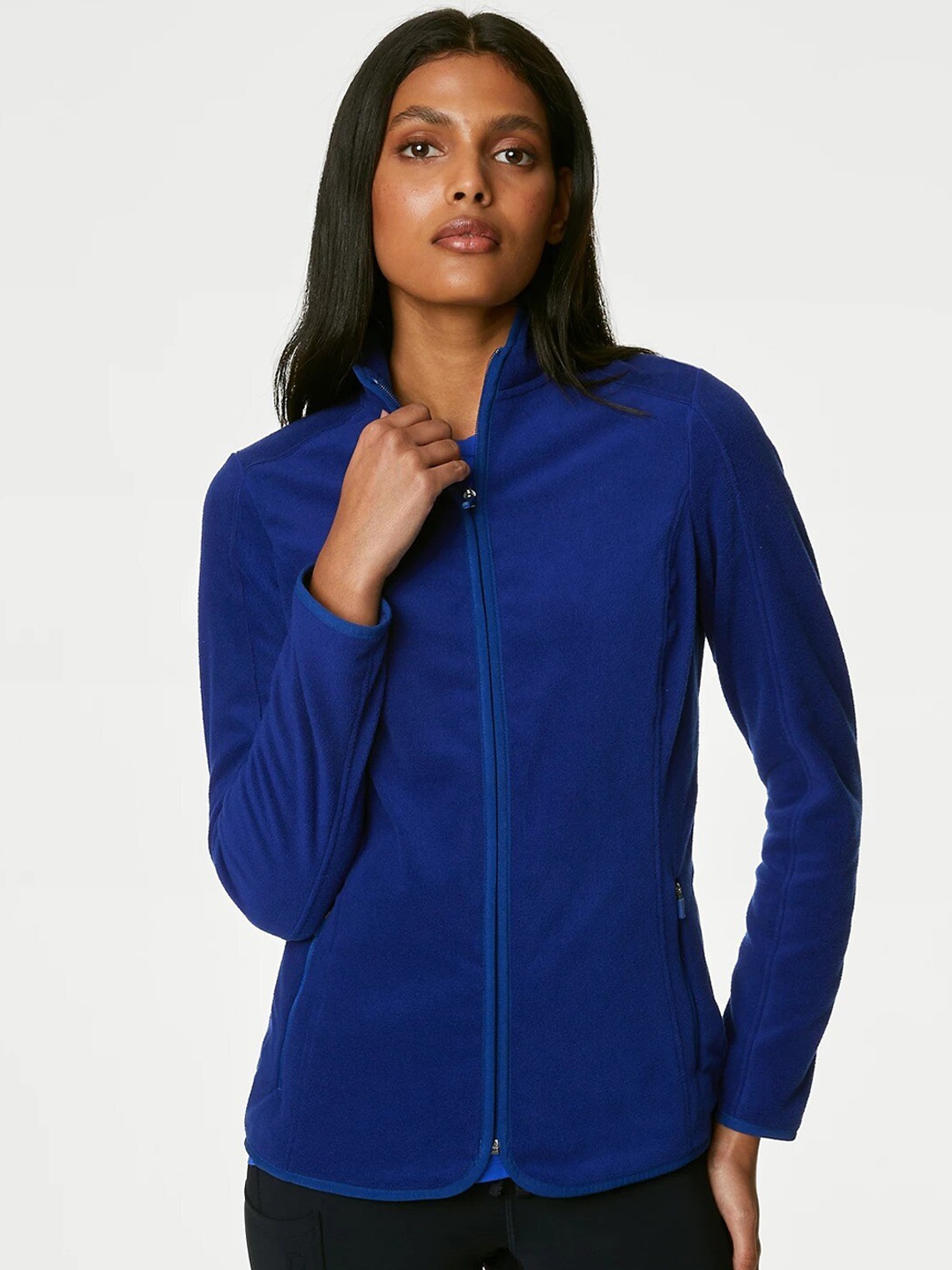 

Marks & Spencer Stand Collar Fleece Sporty Jacket, Blue