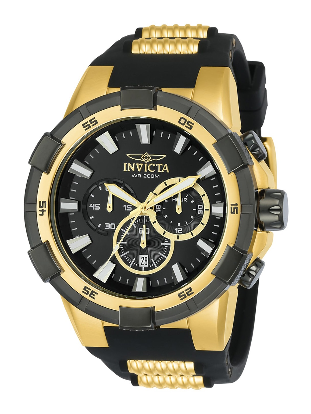 

Invicta Aviator Men Stainless Steel Bracelet Style Strap Analogue Chronograph Watch 23693, Black