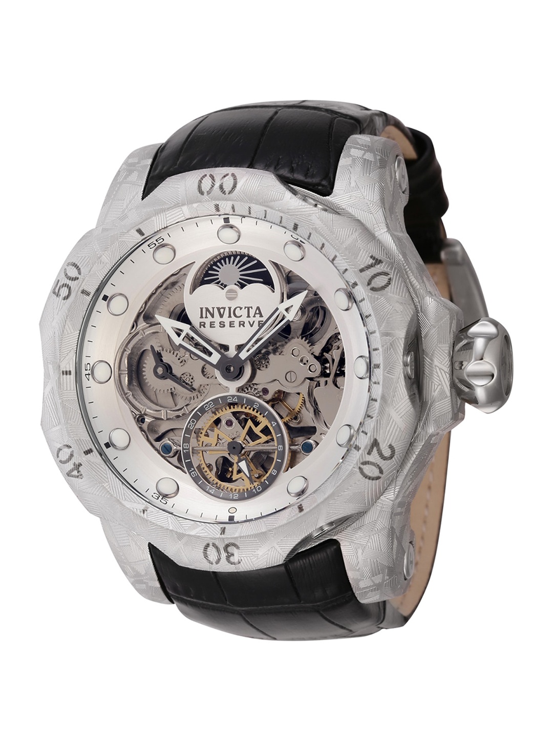 

Invicta Men Skeleton Dial & Leather Textured Straps Analogue Automatic Watch 44429, Silver