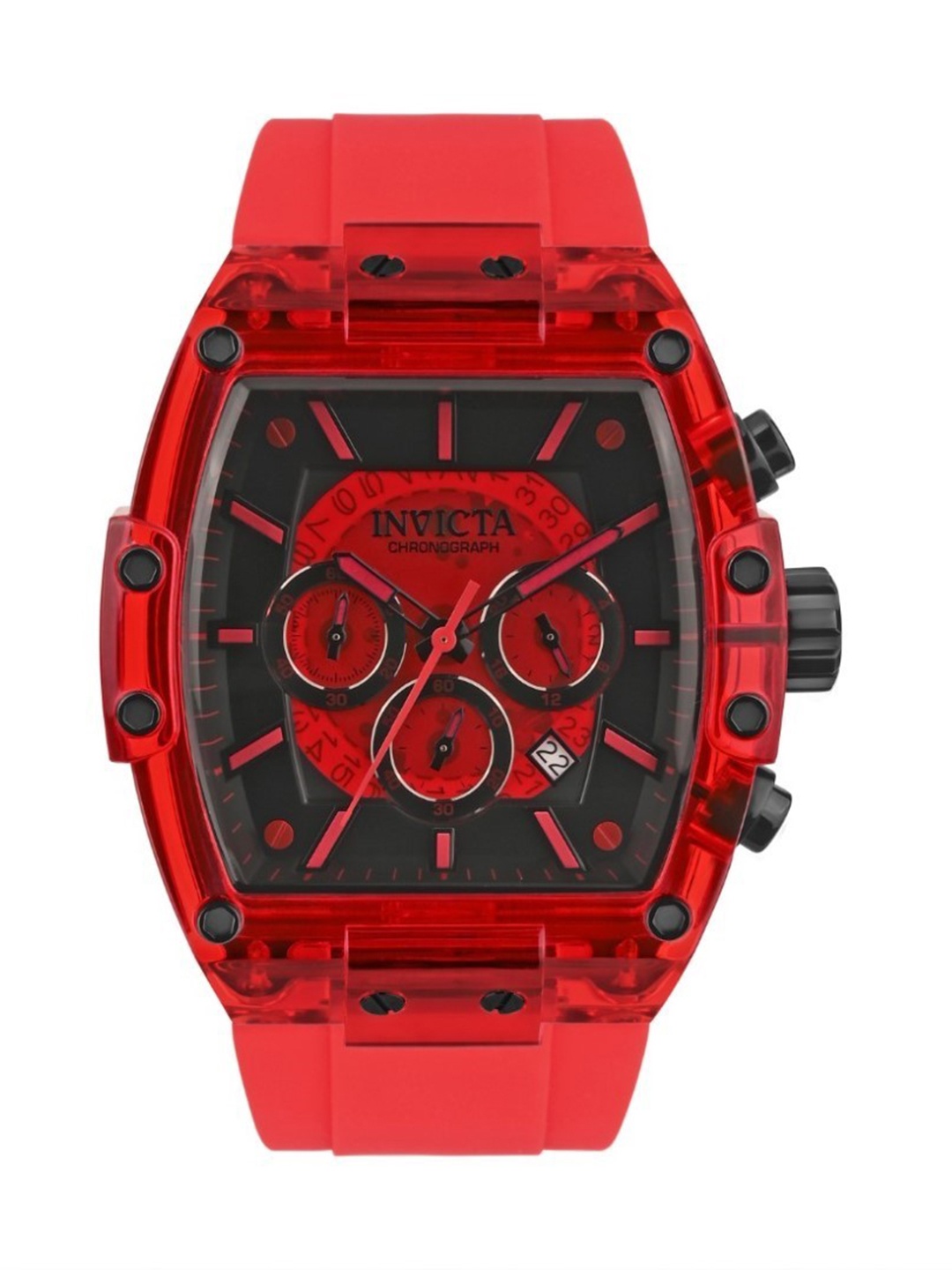 

Invicta Men Textured Straps Analogue Watch 44352, Red