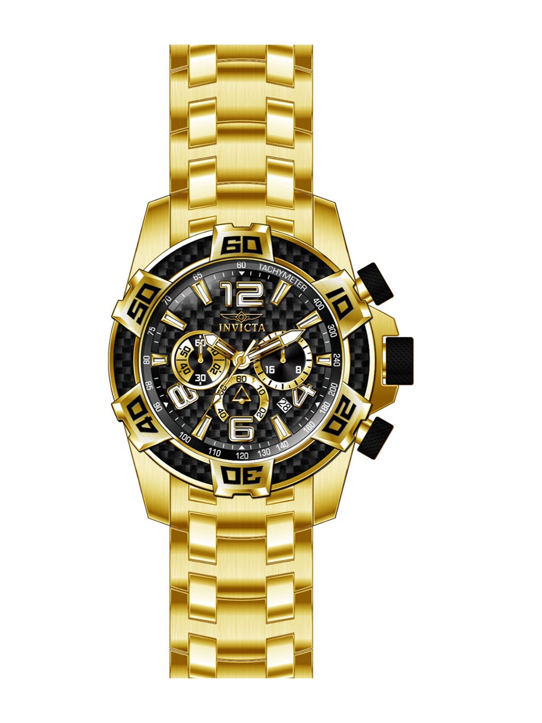 

Invicta Unisex Stainless Steel Bracelet Style Straps Chronograph Analogue Watch 25853, Black