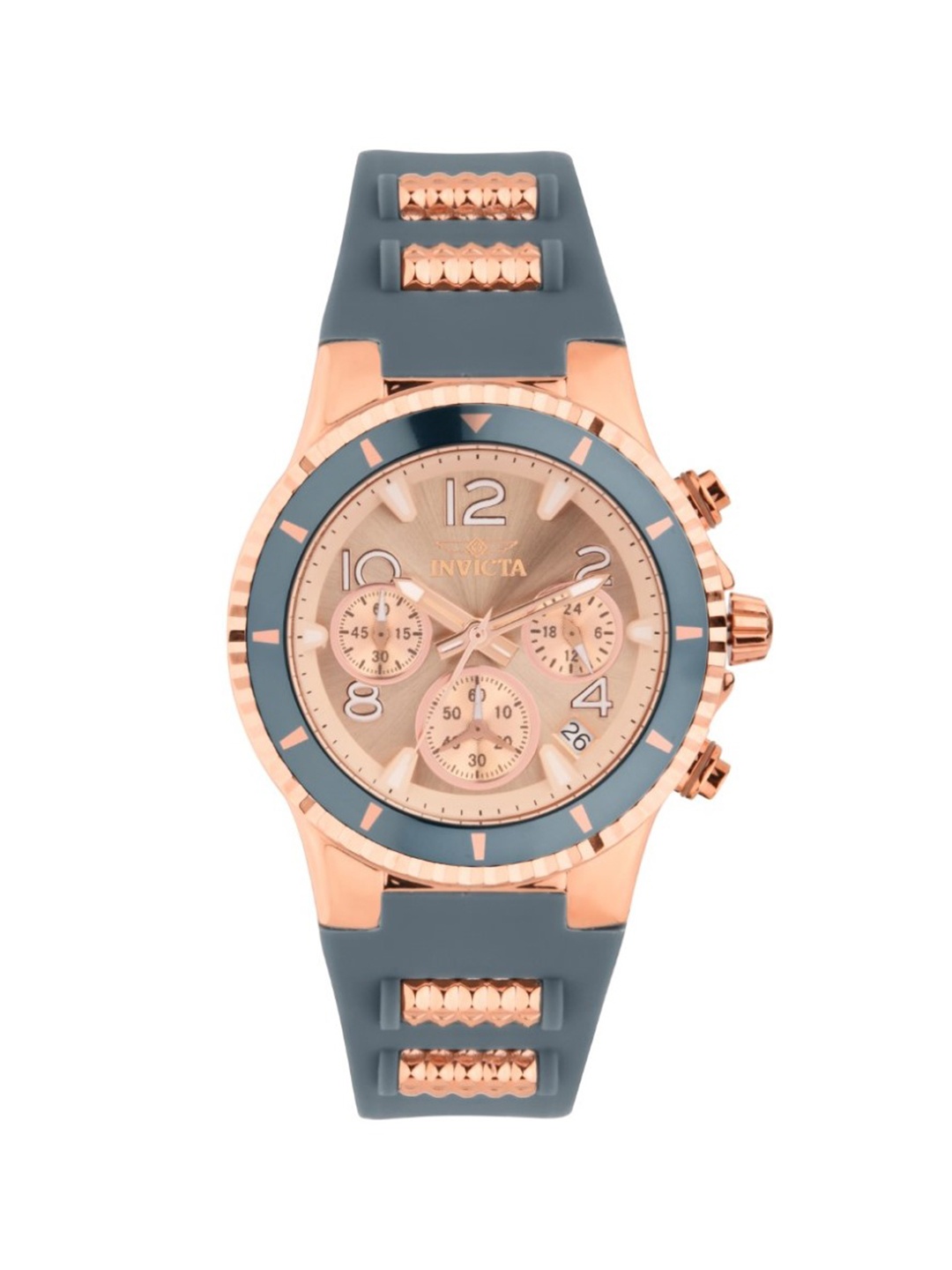 

Invicta BLU Women Stainless Steel Bracelet Style Strap Chronograph Analogue Watch 24189, Rose gold