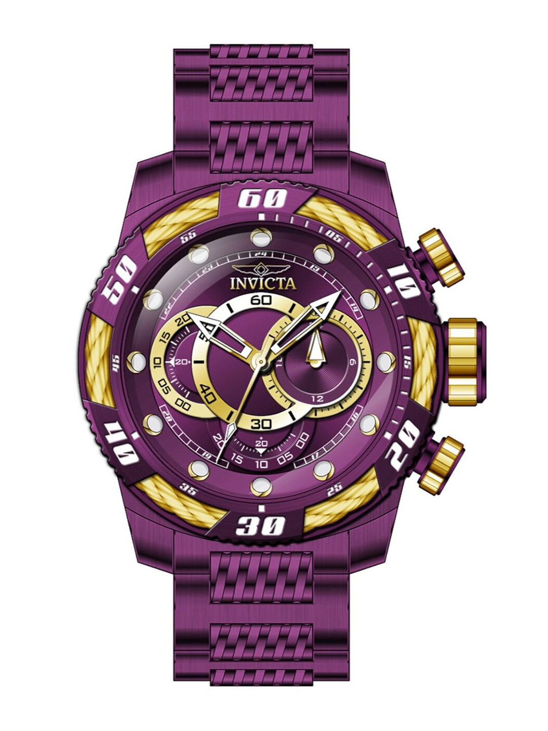 

Invicta Unisex Dial & Stainless Steel Bracelet Style Straps Analogue Watch 40782, Purple