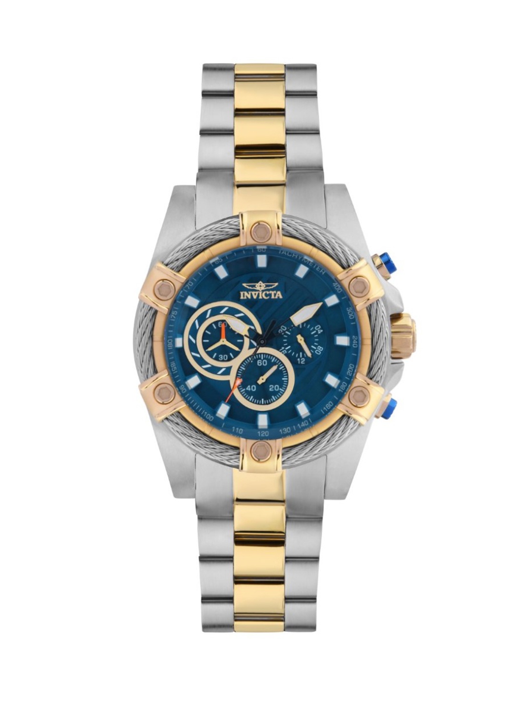 

Invicta Bolt Men Patterned Dial & Stainless Steel Strap Chronograph Analogue Watch 25522, Blue