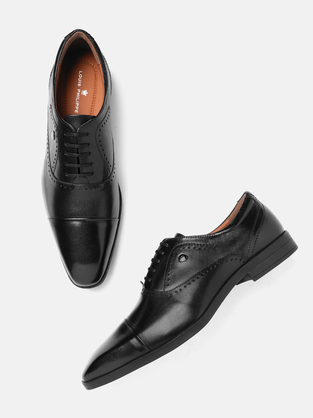 

Louis Philippe Men Square-Toe Formal Leather Oxfords, Black