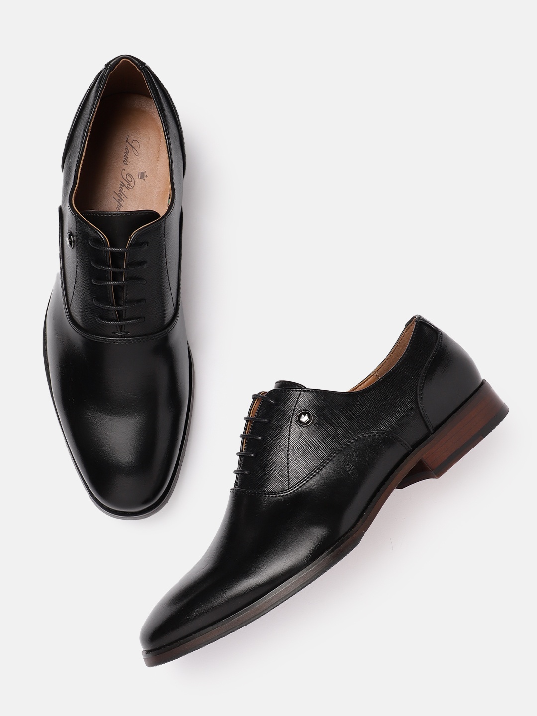 

Louis Philippe Men Leather Formal Oxfords, Black