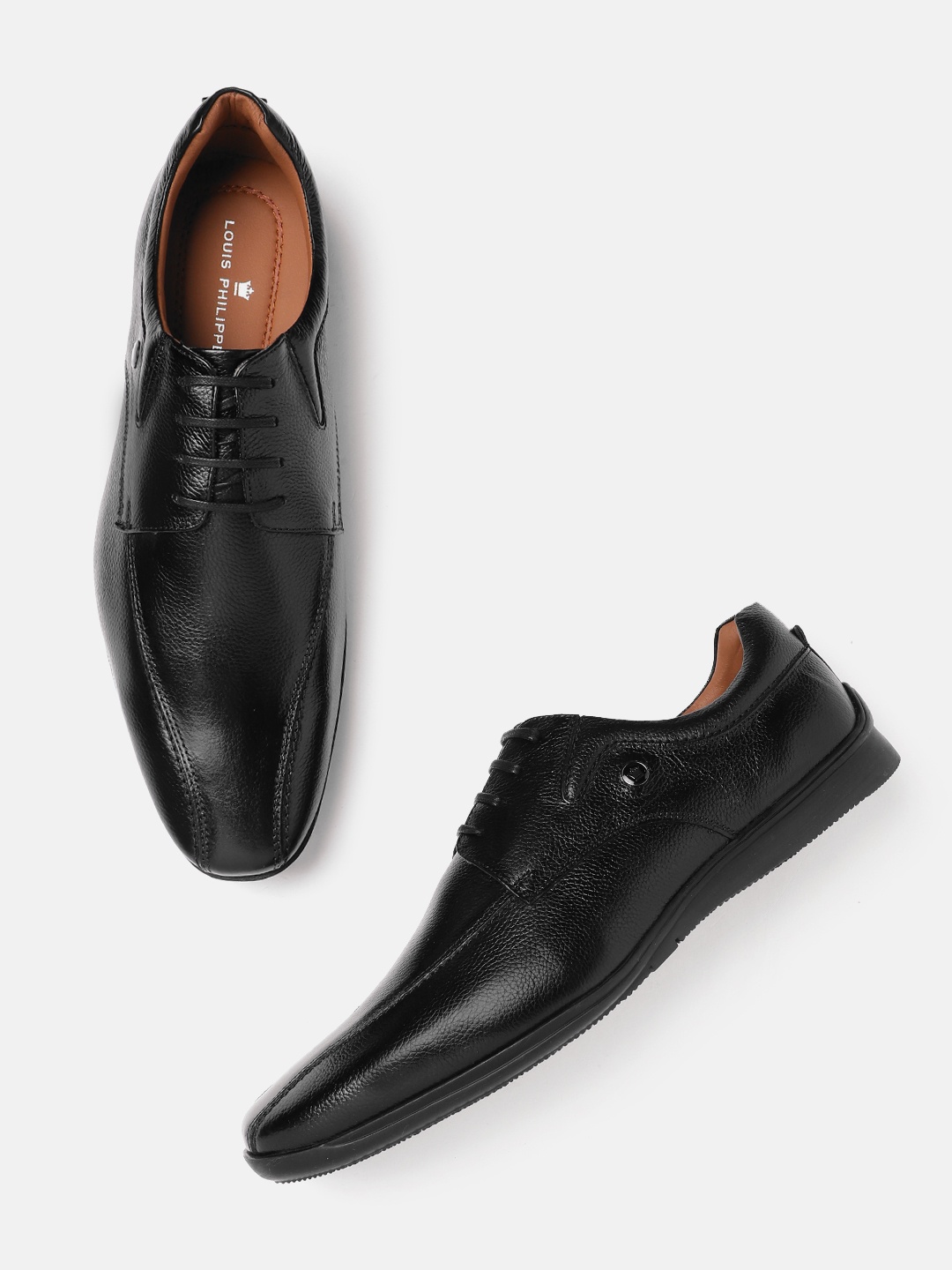 

Louis Philippe Men Leather Formal Derbys, Black