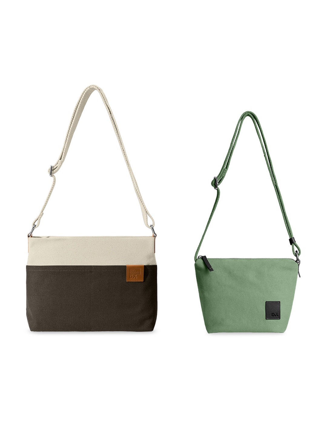 

DailyObjects Pack Of 2 Structured Sling Bag With Zip Detail, Green