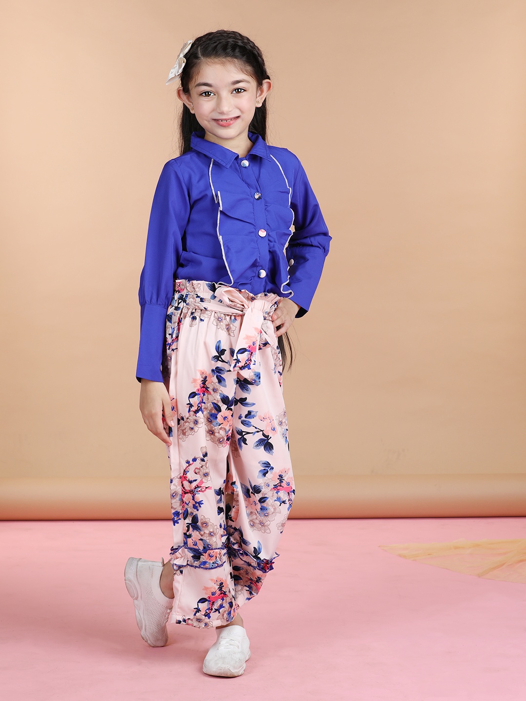 

Cutiekins Girls Ruffles Detail Top with Palazzos, Blue