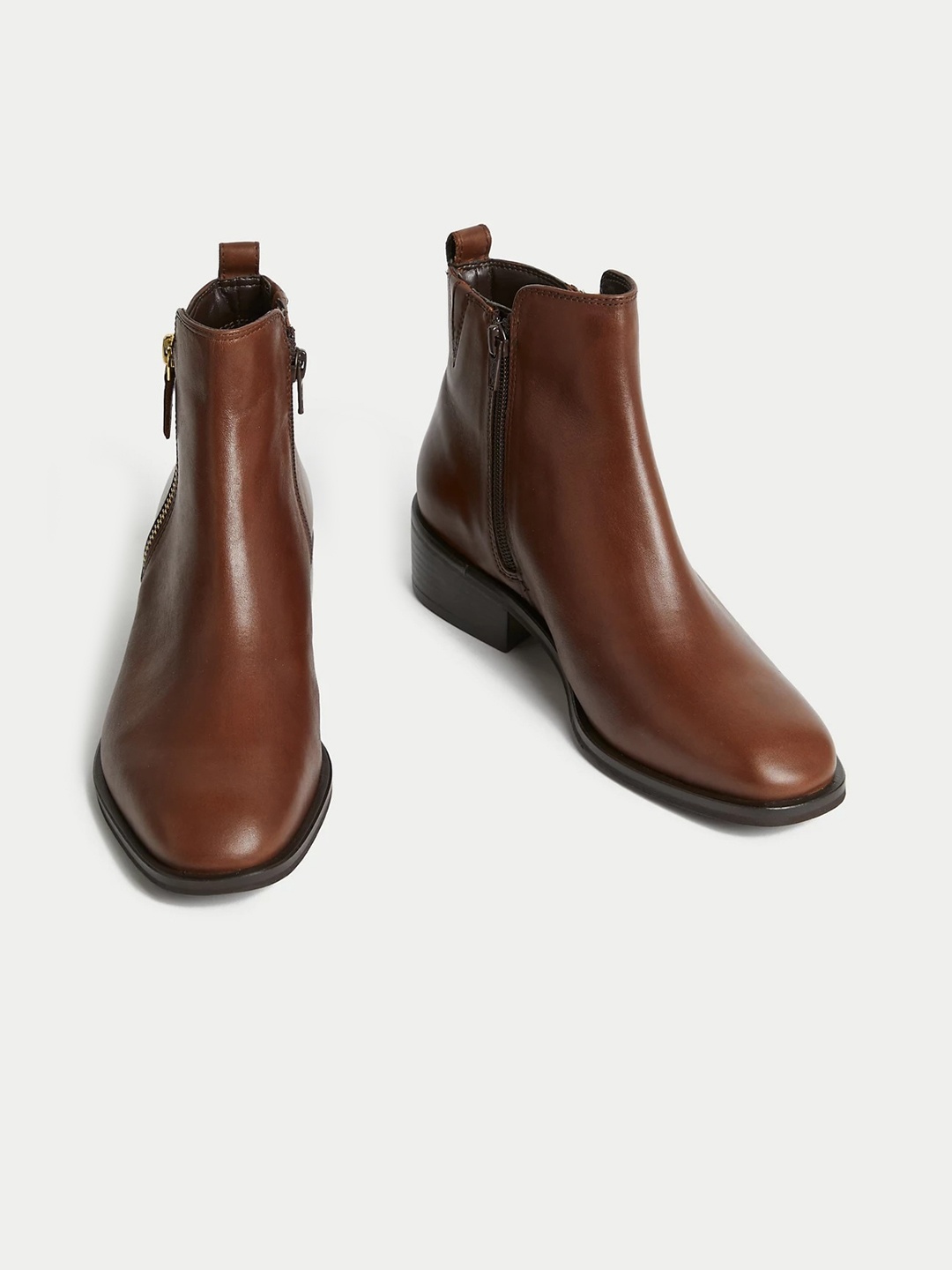 

Marks & Spencer Women Block-Heeled Leather Regular Boots, Brown