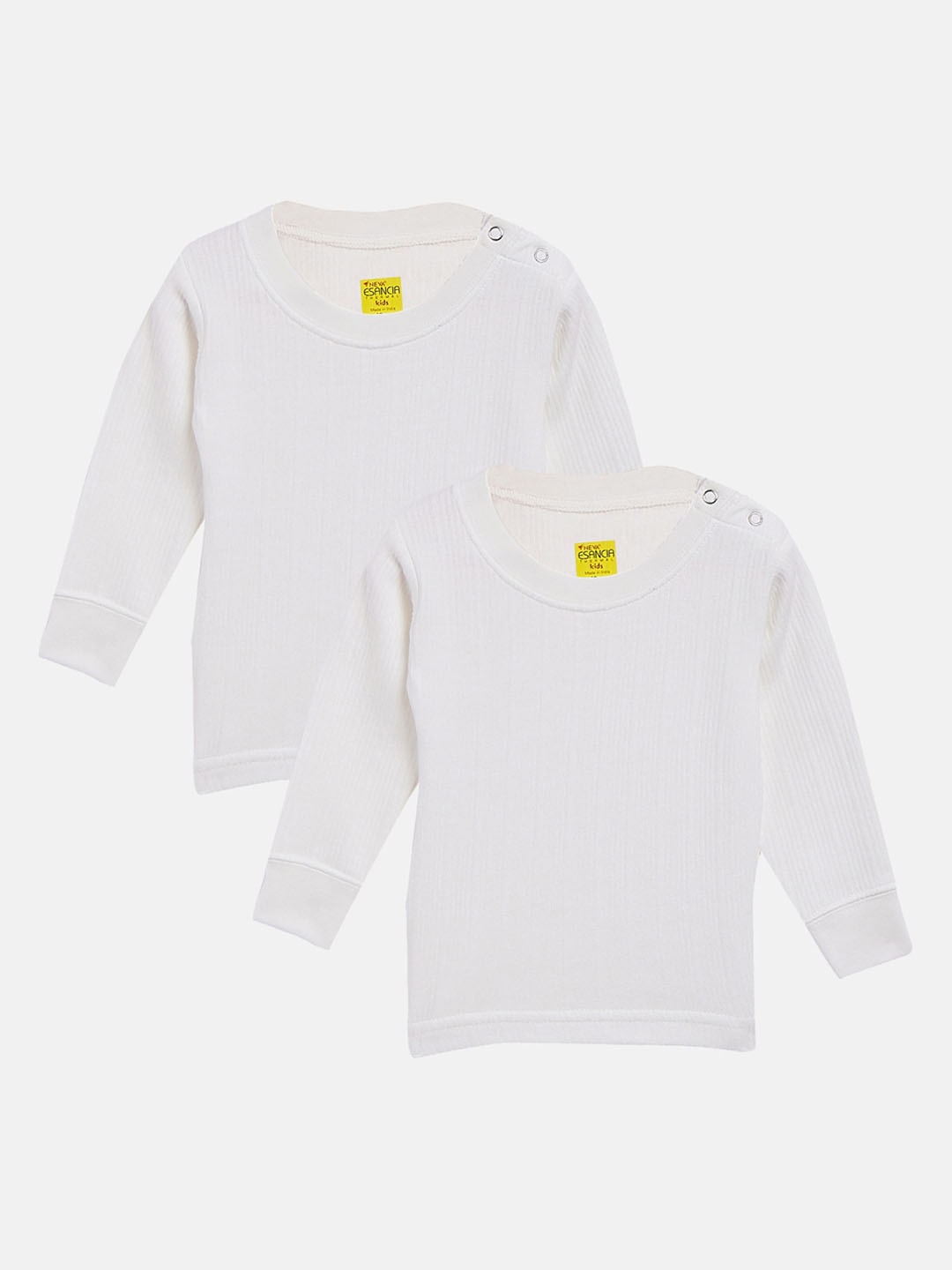 

NEVA Kids Pack Of 2 Ribbed Cotton Thermal Top, Off white