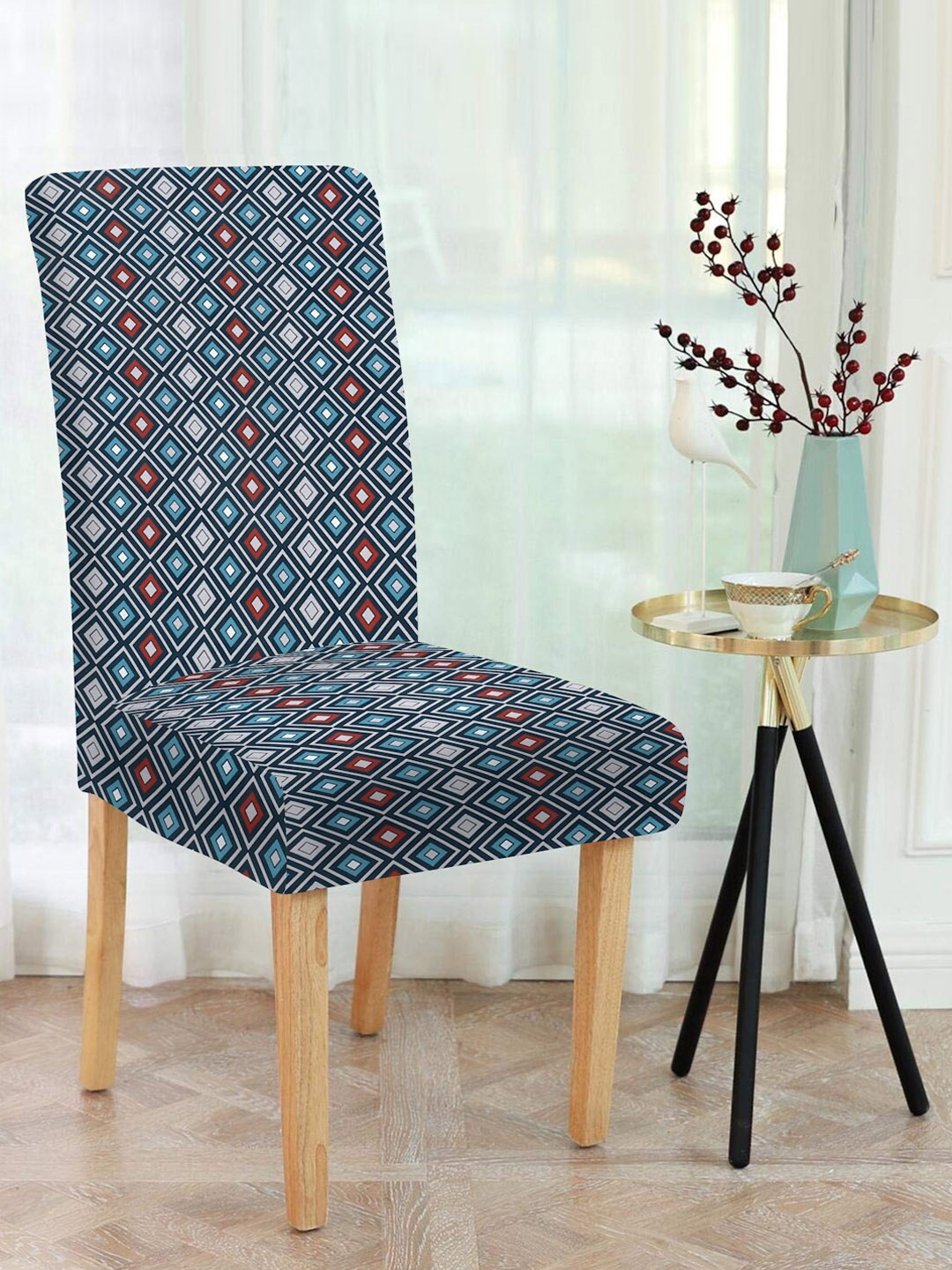 

Slushy Mushy Black & Grey Floral Printed Chair Cover