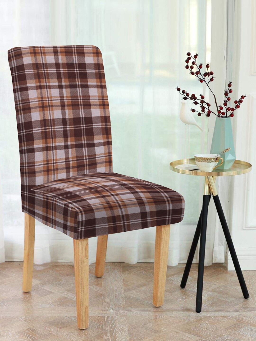 

Slushy Mushy Brown Checked Chair Cover