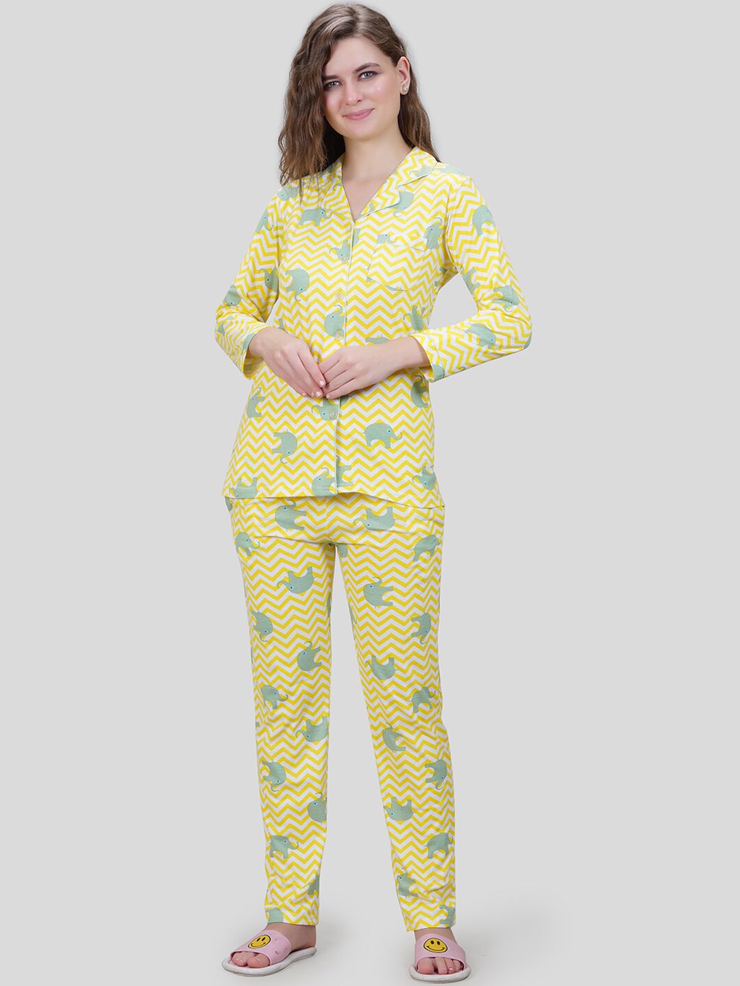 

She N She Printed Hosiery Co-Ord Set, Yellow