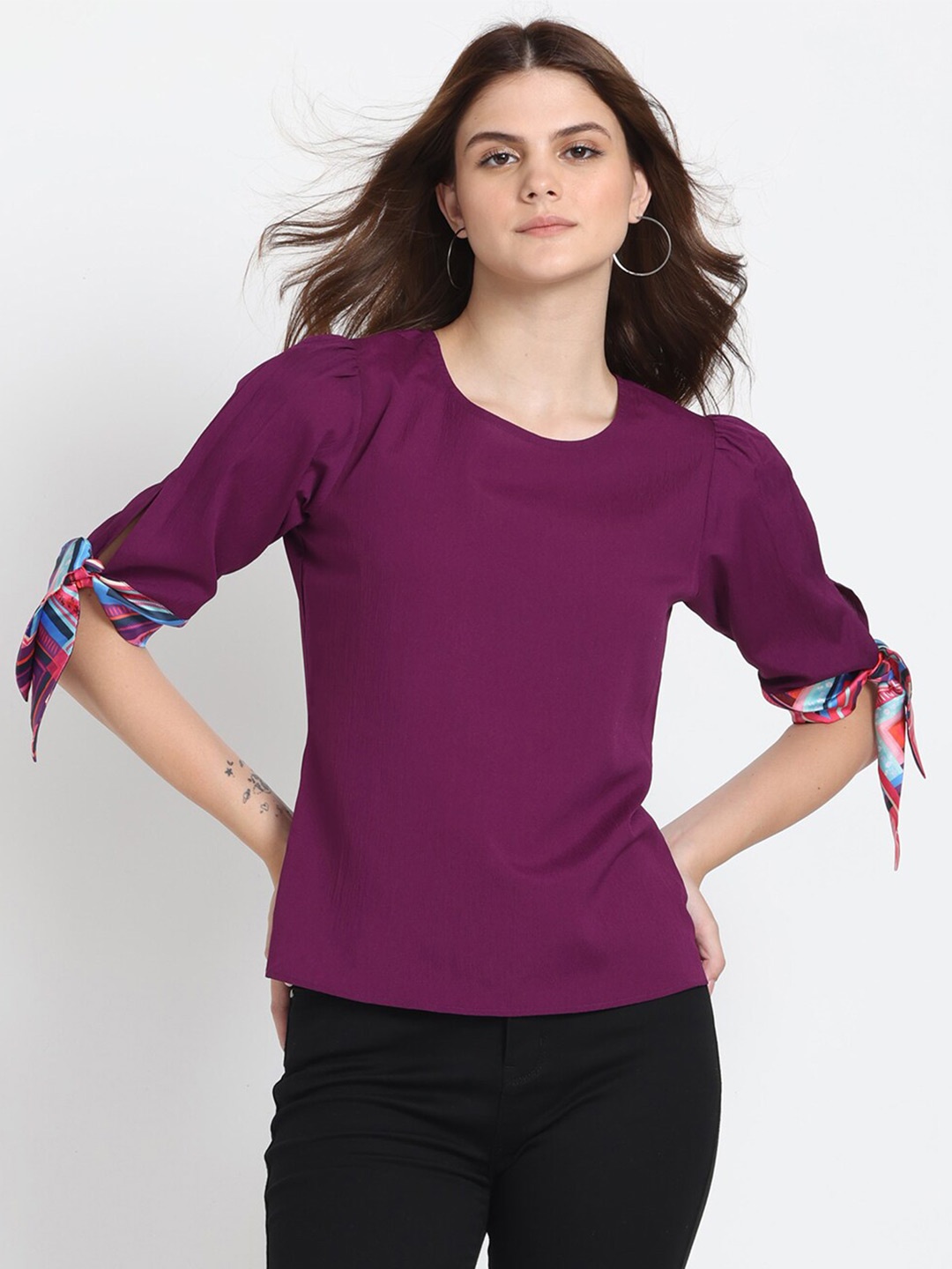 

SHAYE Puff Sleeves Top, Purple