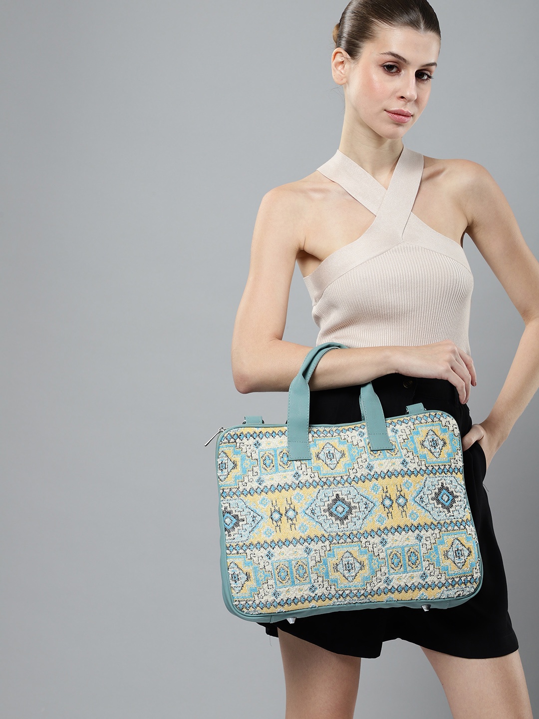 

Mast & Harbour Ethnic Motifs Printed Structured Satchel Bag, Multi