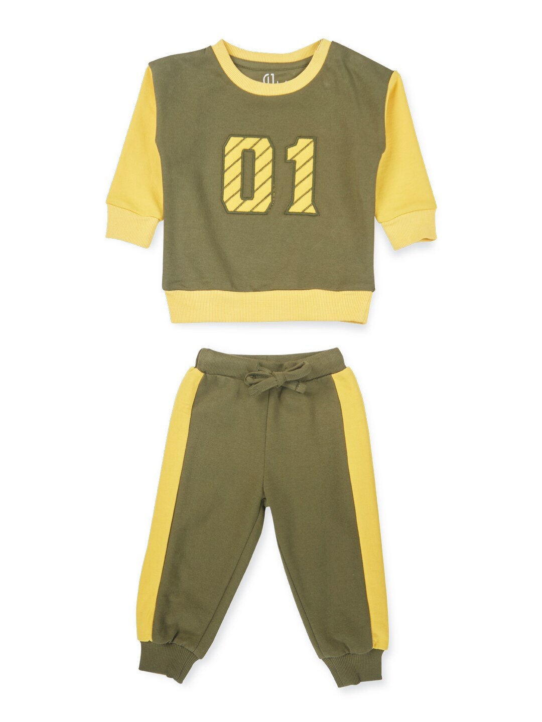 

GJ baby Infants Boys Printed Pure Cotton T-shirt With Joggers, Olive
